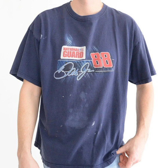 Vintage Chase '07 Navy Dale Jr. National Guard Nascar Short Sleeve Shirt Size 2X - Picture 3 of 13